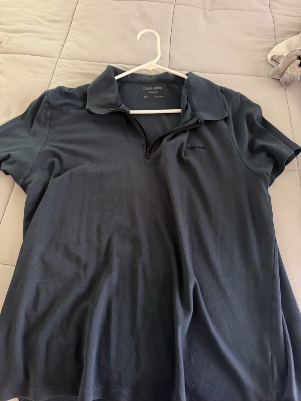 Calvin Klein Men’s Navy Short-Sleeve Zip Polo